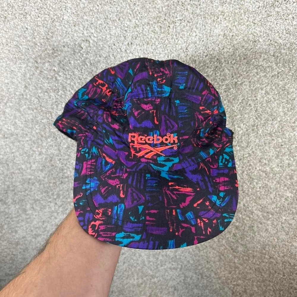 Vintage 80s Reebok retro all over print vibrant adjustable 5 panel hat